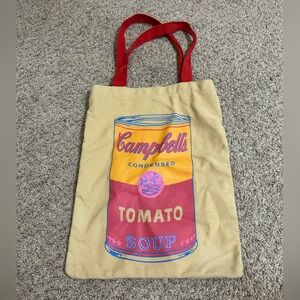Andy Warhol Canvas Tote Bag Campbells Soup Can Pop Art NWOT